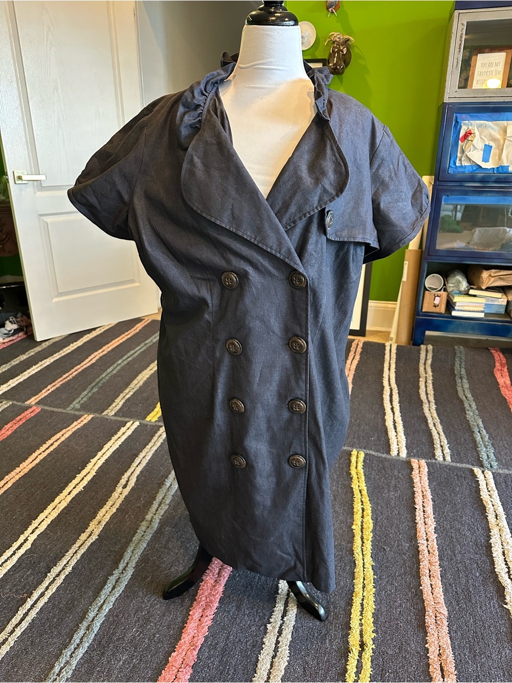 Robbie B  Denim Double Breasted Plus Size Belted Dress